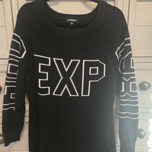 Oversize Express Black and White Graphic Sweater. Size XS